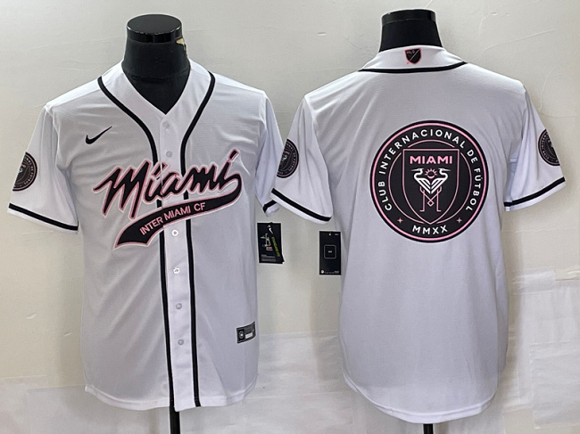 Men's Inter Miami CF White Team Big Logo Cool Base Stitched Jersey